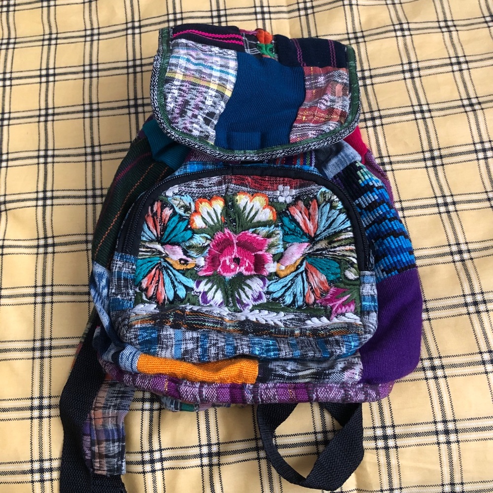 Colourful Patchwork and Embroidered Mini Backpack